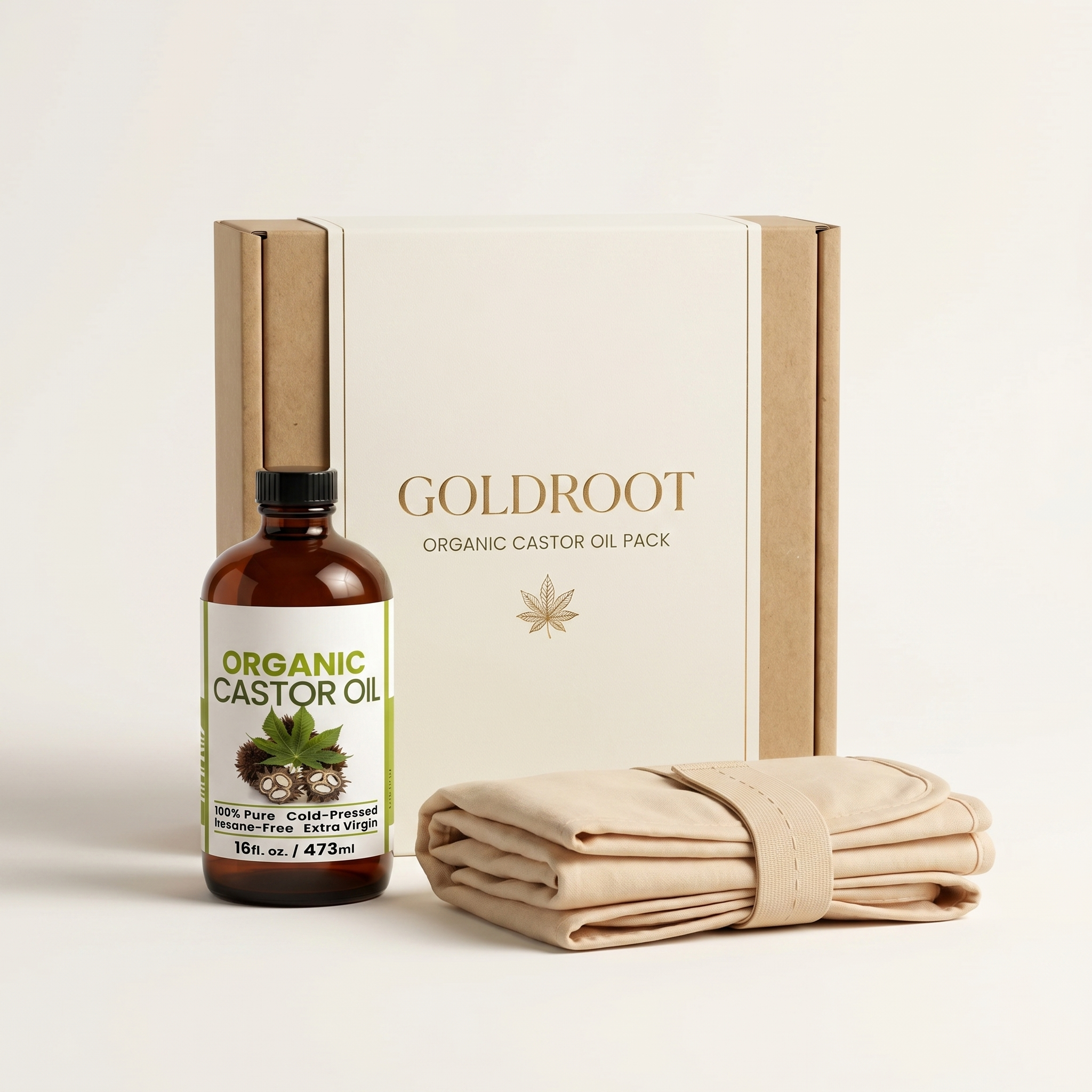 The Goldroot organic castor oil pack kit