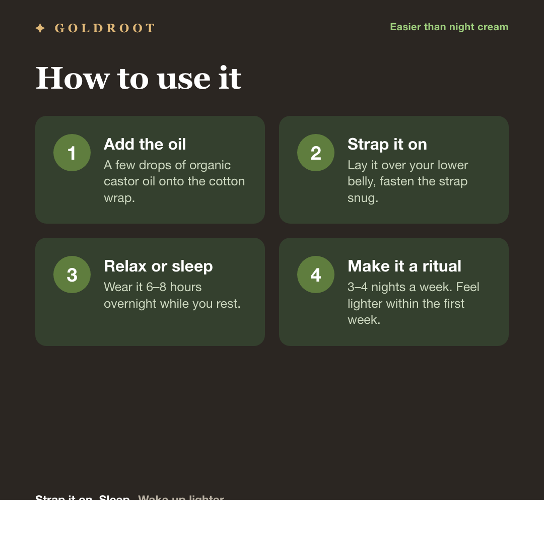 How to use the Goldroot pack in four steps